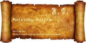 Malitsky Vulfia névjegykártya
